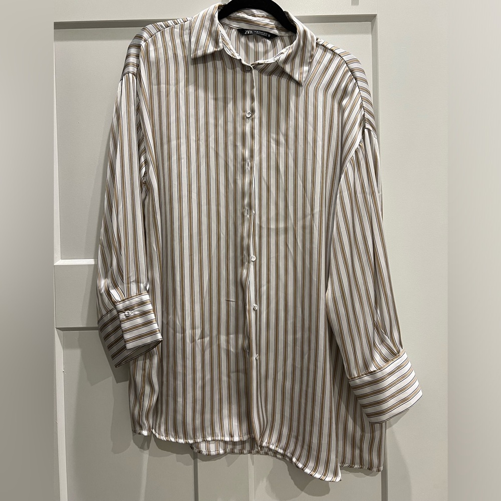 Zara oversized satin button down